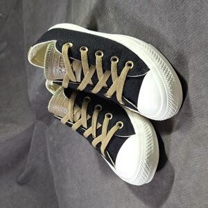 Converse Chuck Taylor All Star Black Wool Ox Bronze Leather Sneakers VG US 5